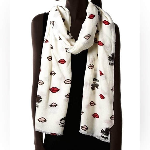 Betsey Johnson Accessories - Betsey Johnson Lips and Lashes Scarf Wrap 28” X 80”